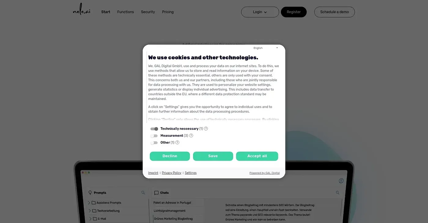 Screenshot of Nele AI