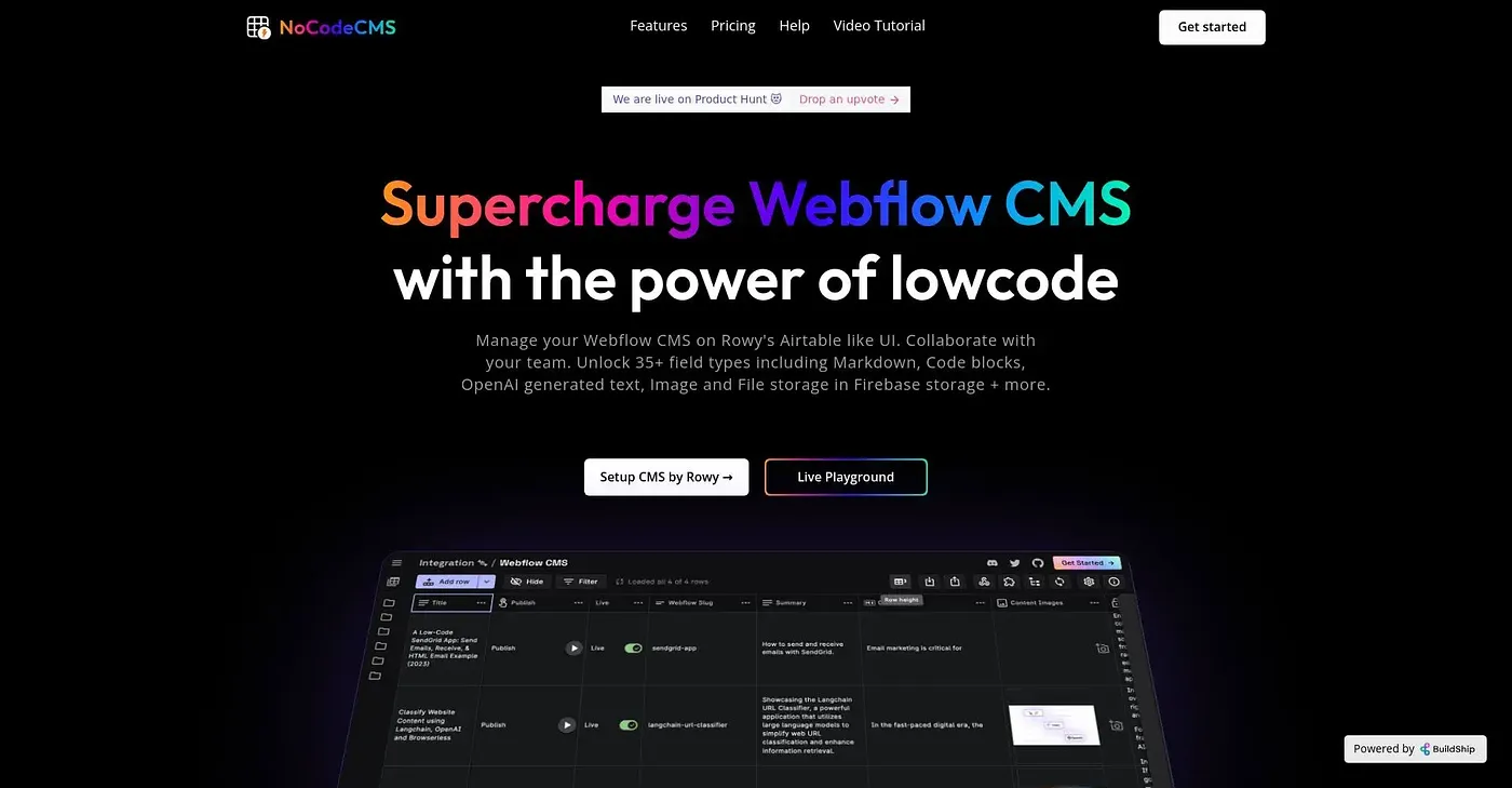 Screenshot of No Code CMS