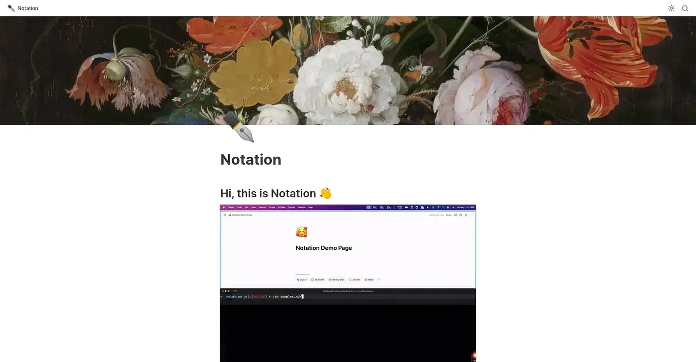 Screenshot of Notation