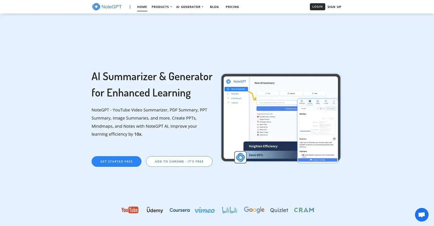 Screenshot of Note GPT
