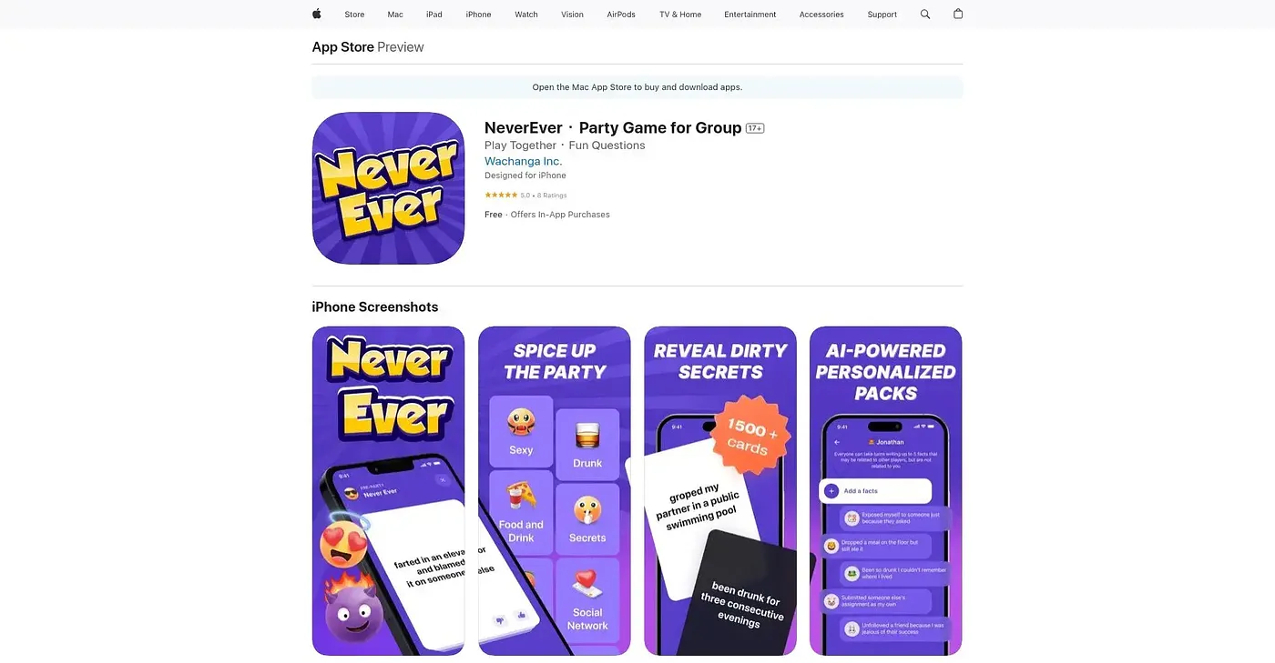 Screenshot of NeverEver