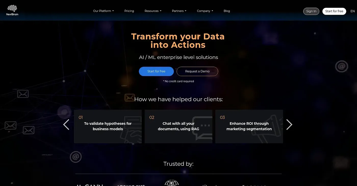 Screenshot of NextBrain AI
