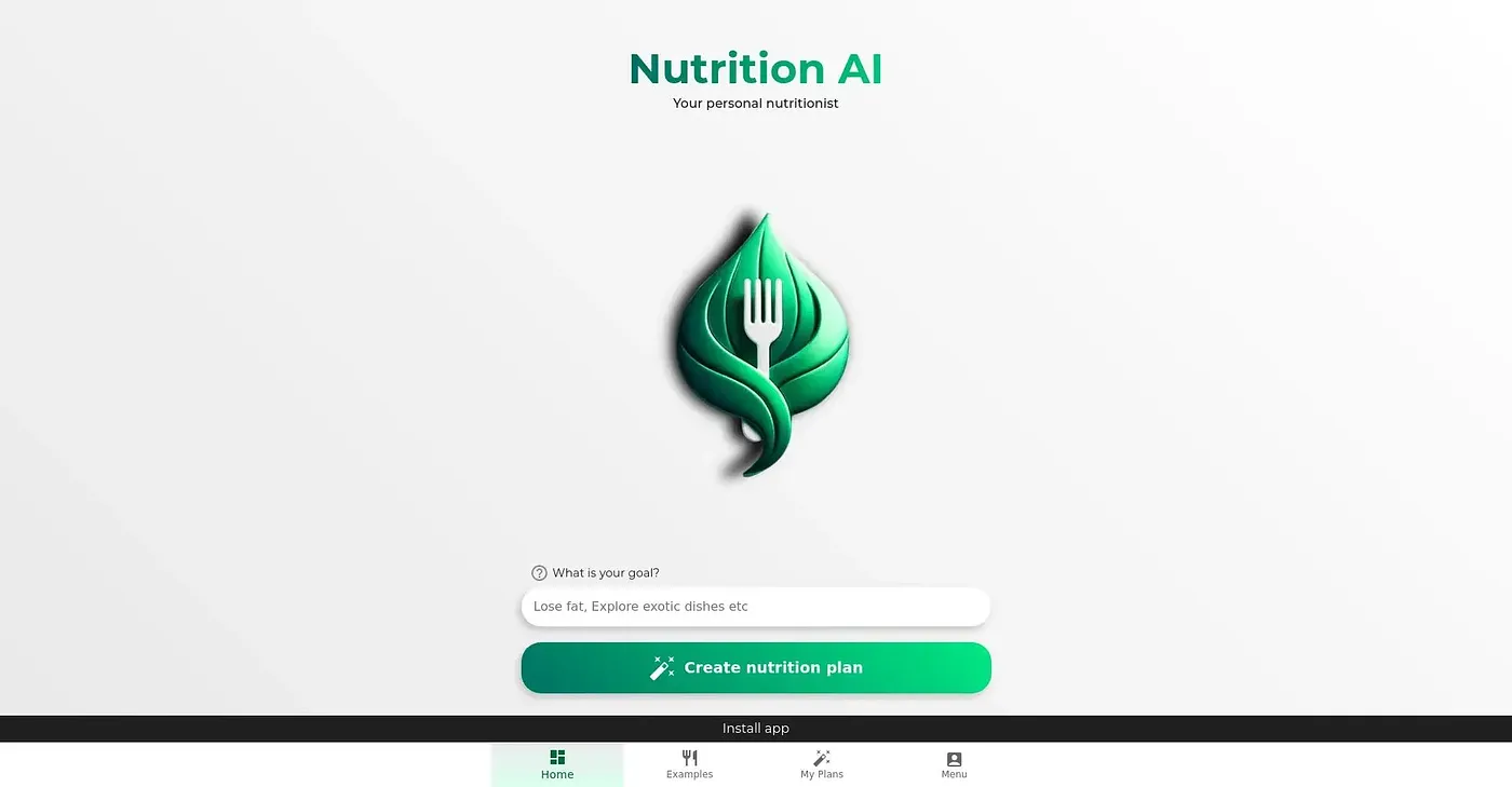 Screenshot of Nutrition AI