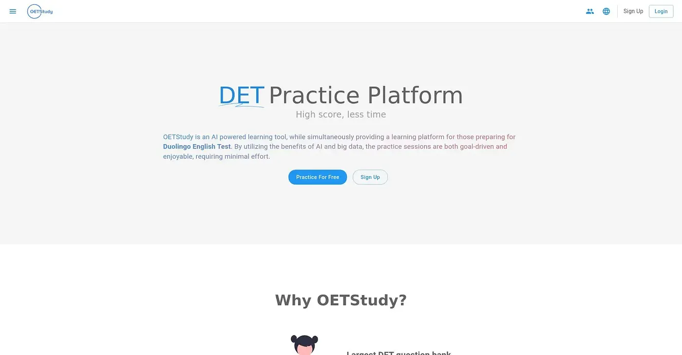 Screenshot of OET Study