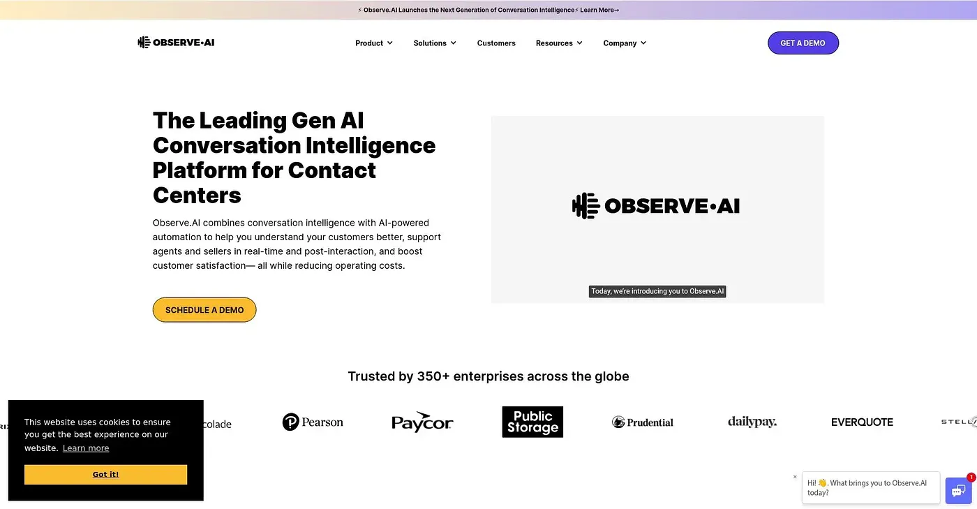 Screenshot of Observe.ai