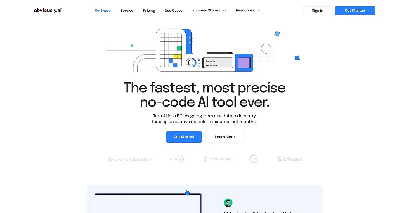 Screenshot of Obviously AI