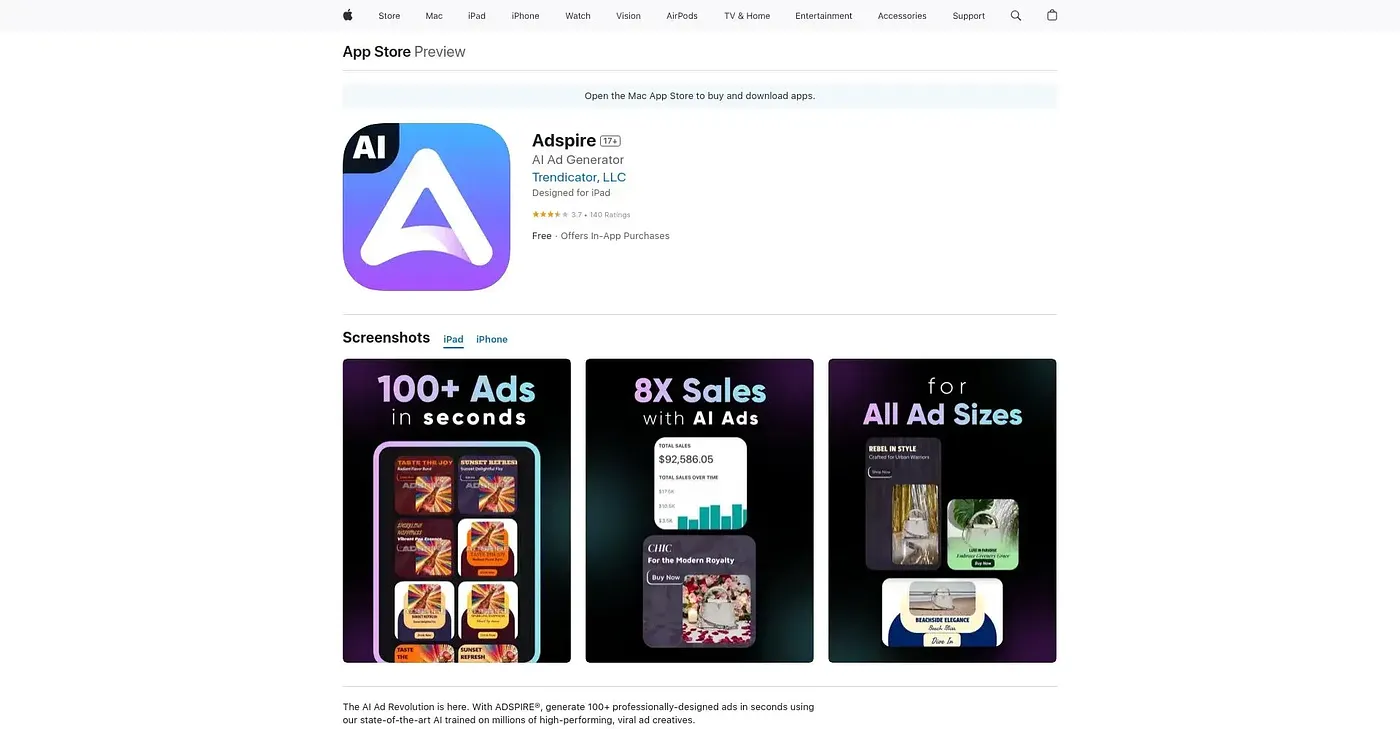 Screenshot of ADSPIRE