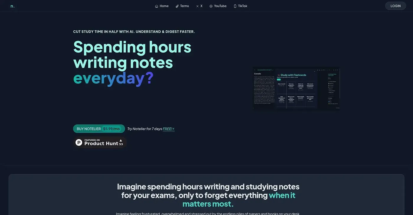 Screenshot of Notelier AI