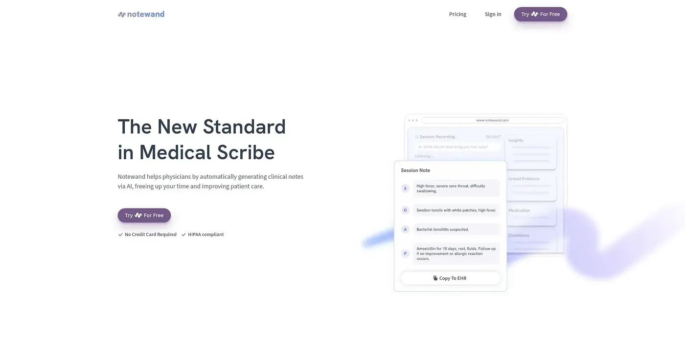 Screenshot of Notewand