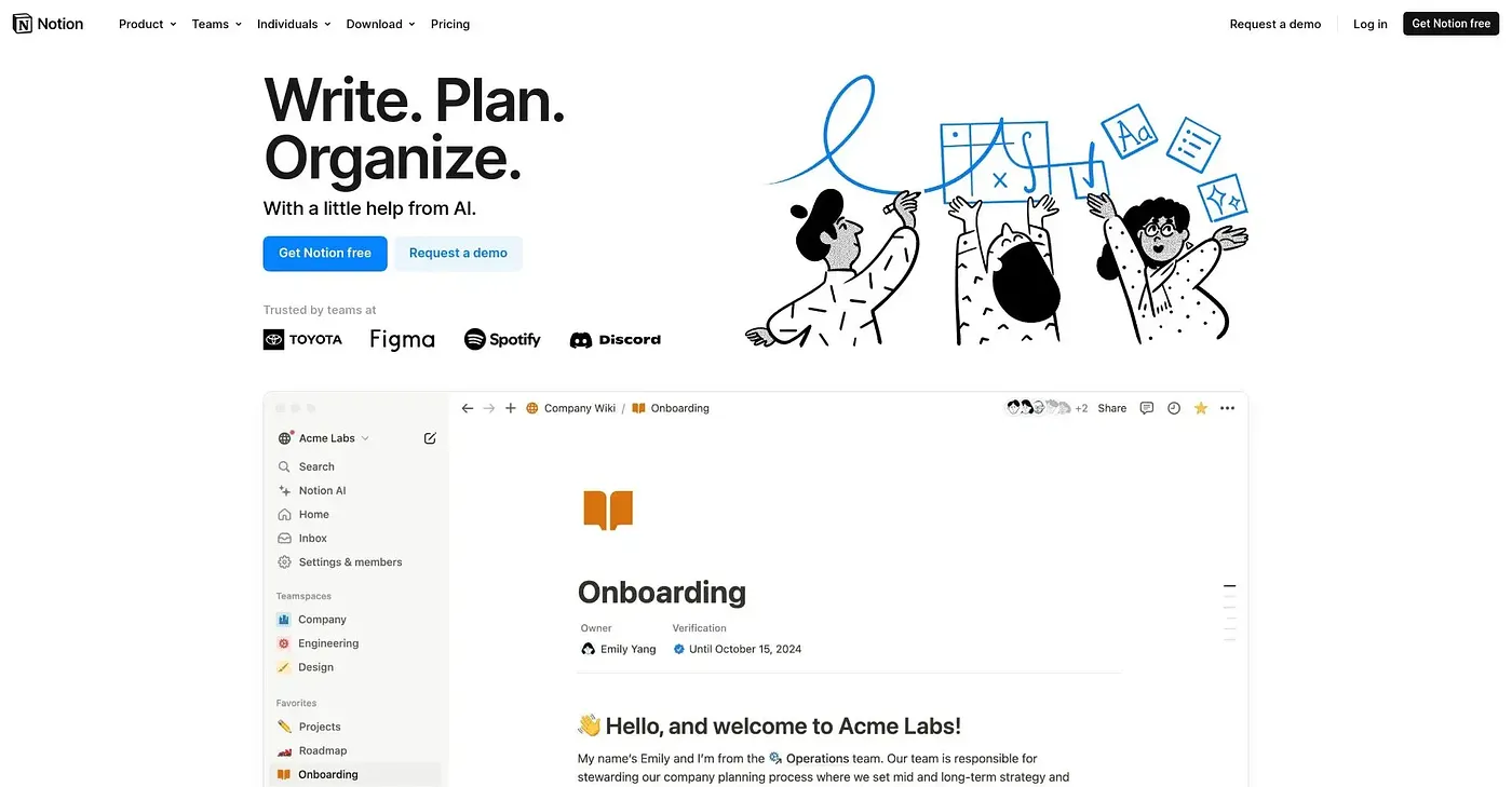 Screenshot of Notion
