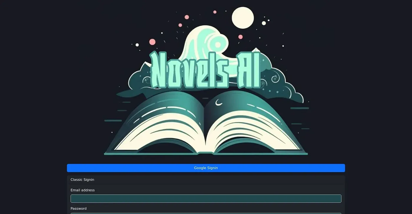 Screenshot of Novels AI