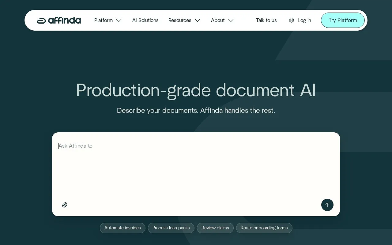 Screenshot of Affinda