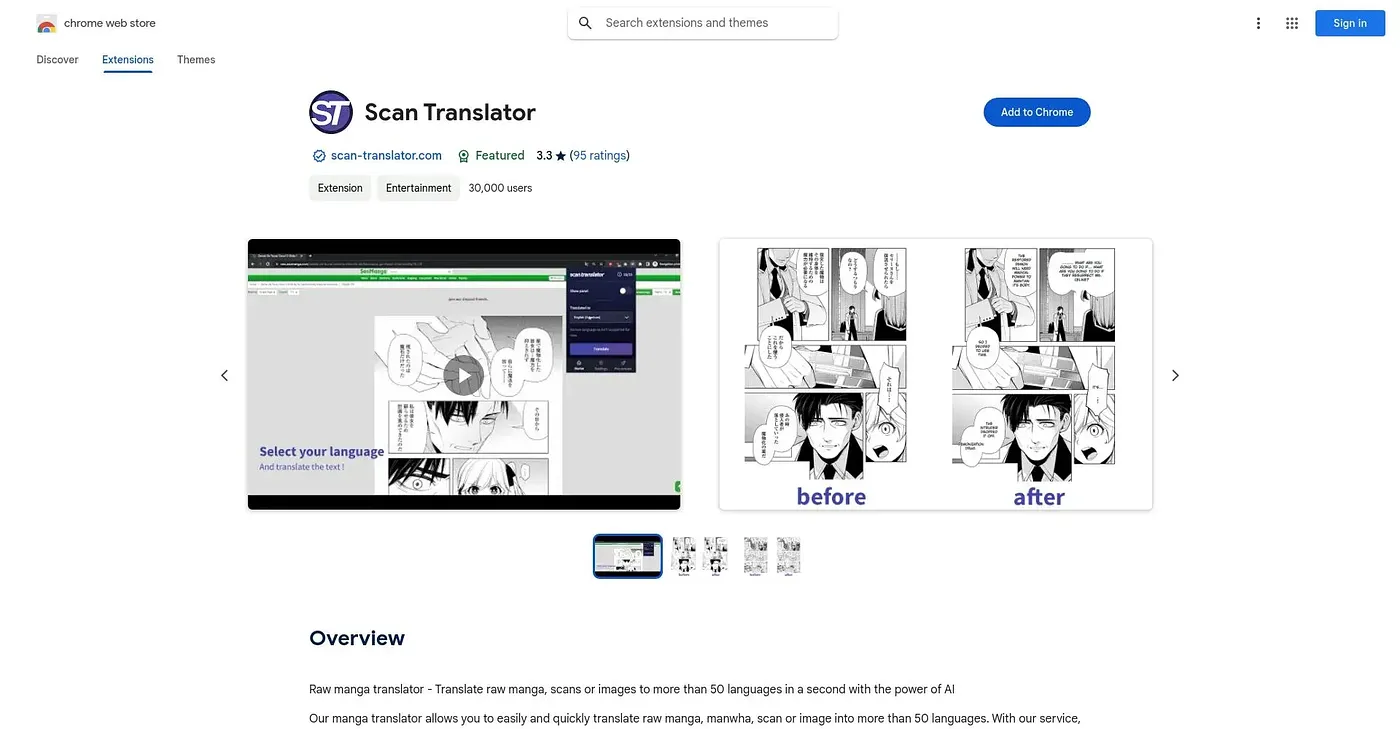 Screenshot of Scan Translator - Chrome Extension