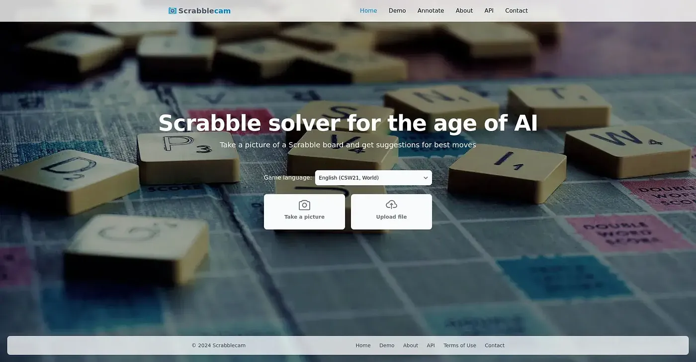 Screenshot of Scrabble Cam