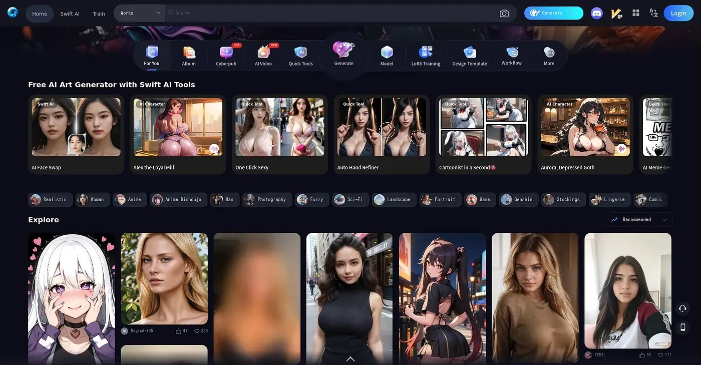 Screenshot of SeaArt AI