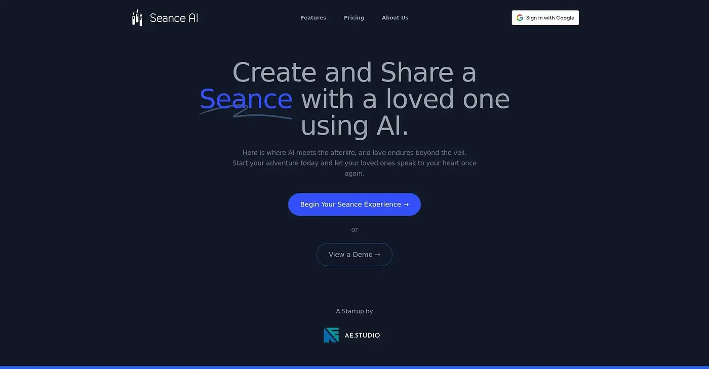 Screenshot of Seance AI