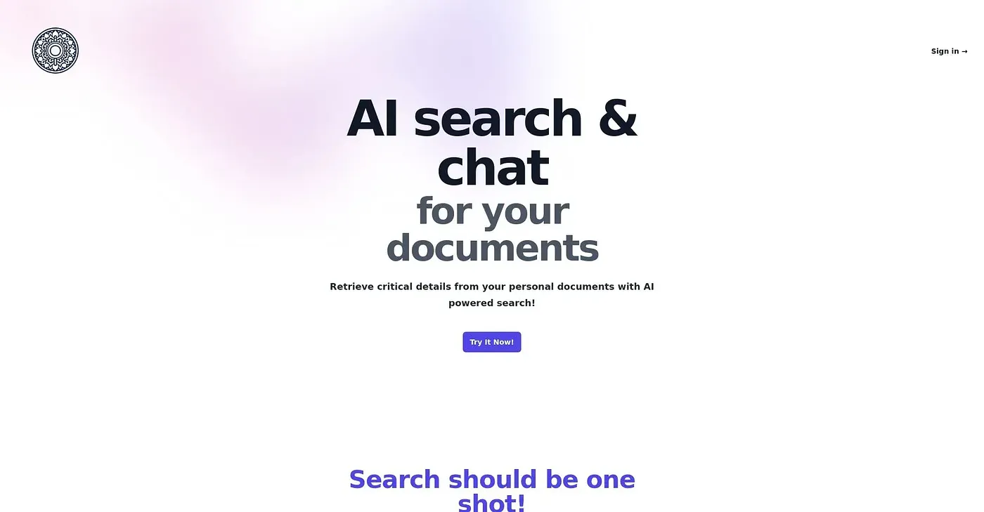 Screenshot of Search My Docs AI