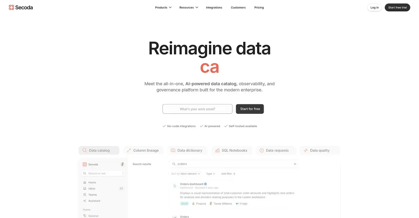 Screenshot of Secoda