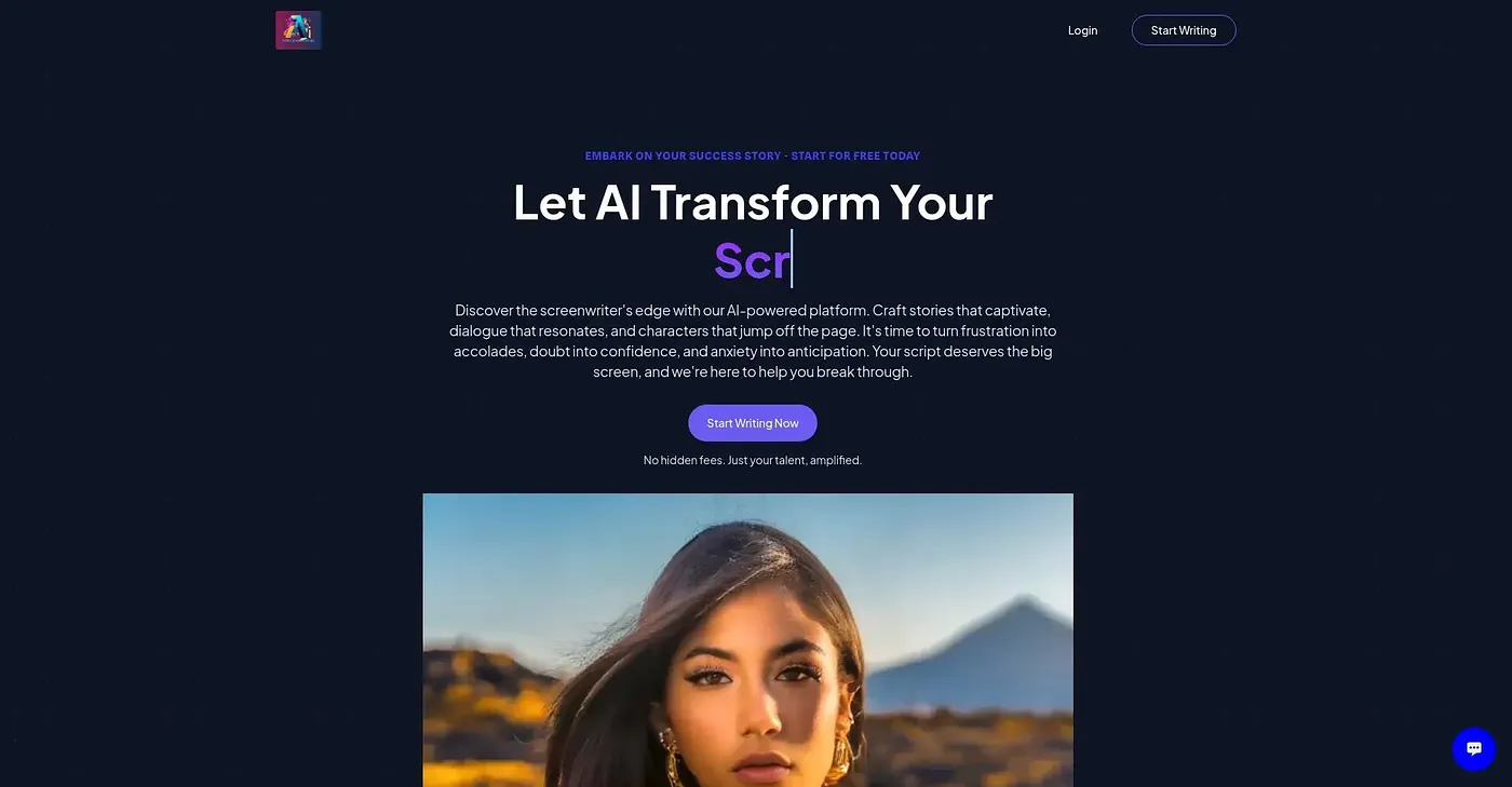 Screenshot of Screenwriting AI