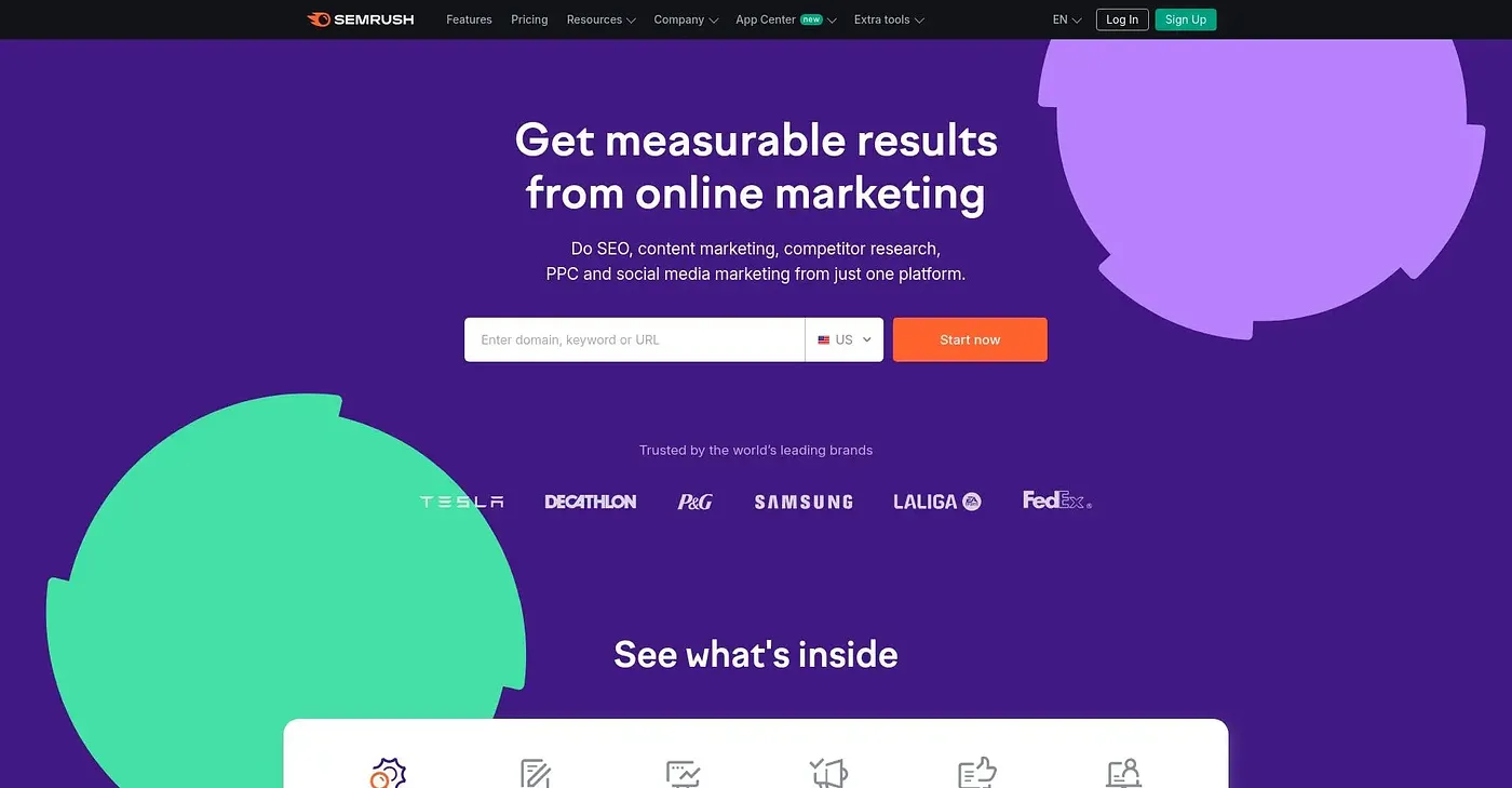 Screenshot of Semrush