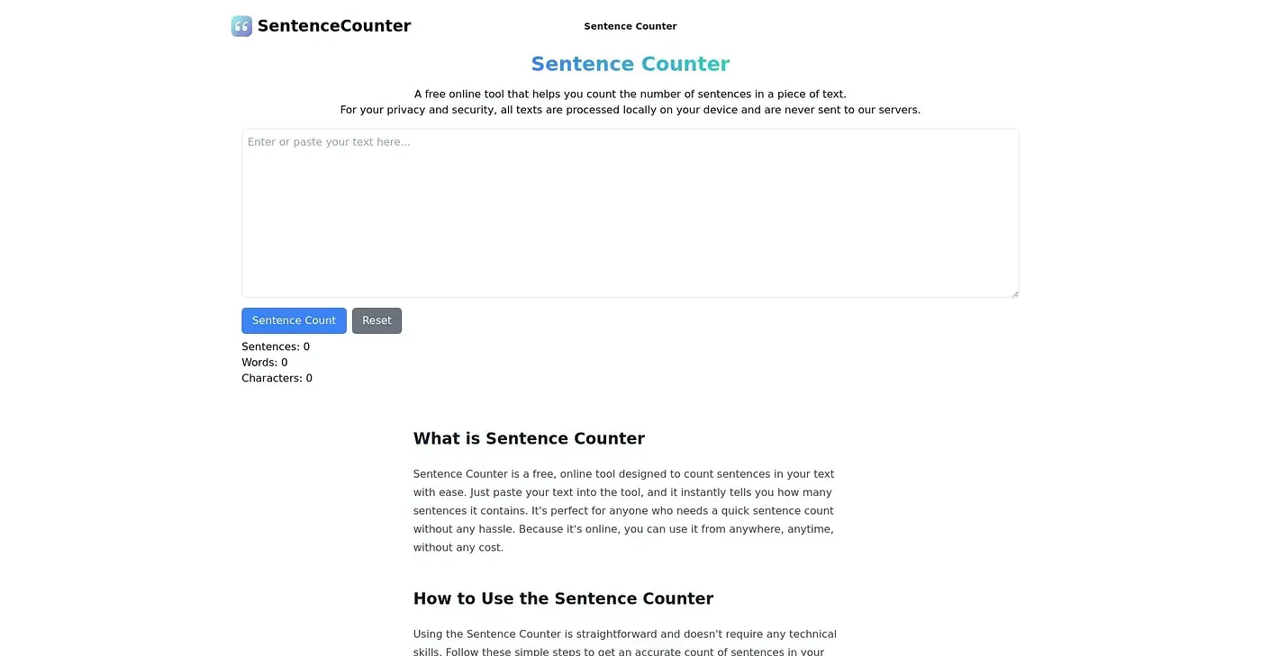 Screenshot of Sentence Counter