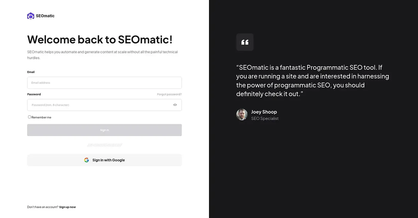 Screenshot of Seomatic AI