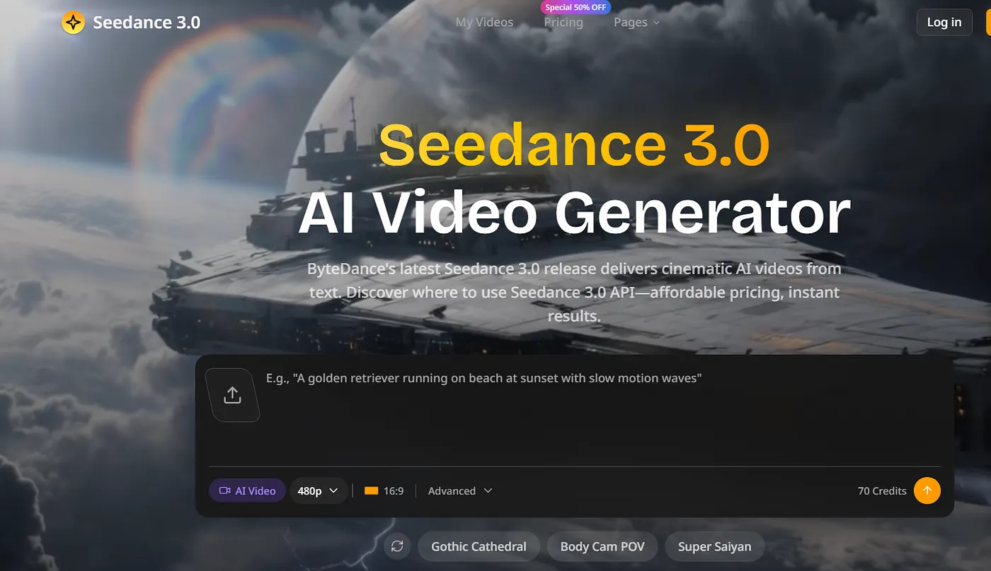 Screenshot of Seedance 3 AI