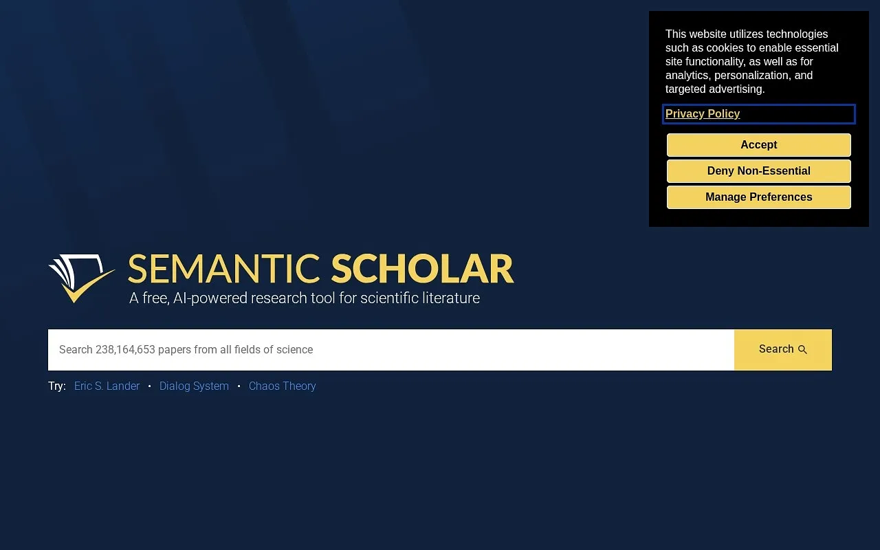 Screenshot of Semantic Scholar