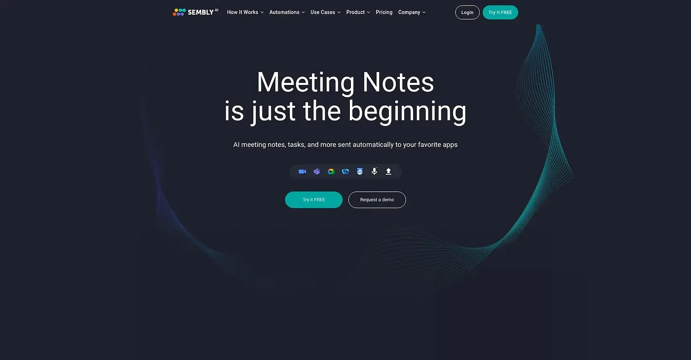 Screenshot of Sembly AI