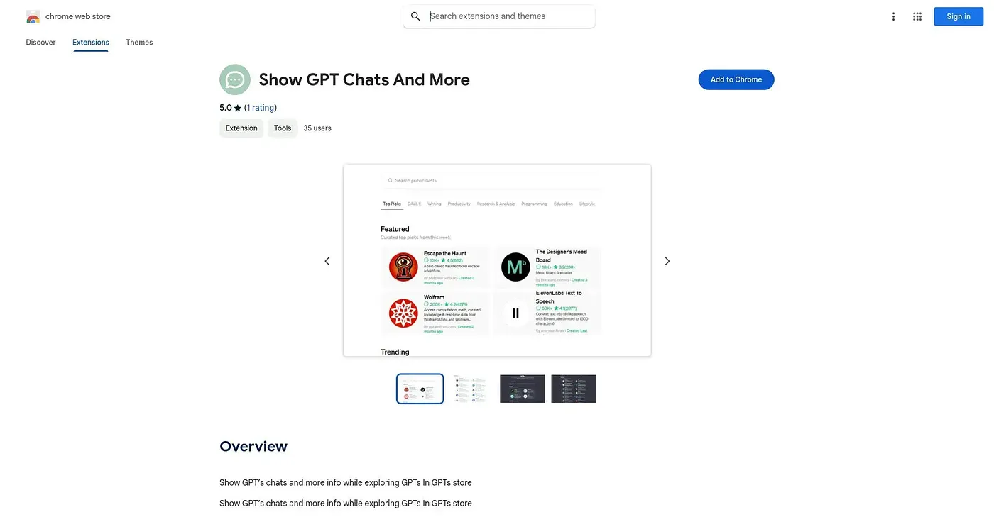 Screenshot of Show GPT Chats And More Extension