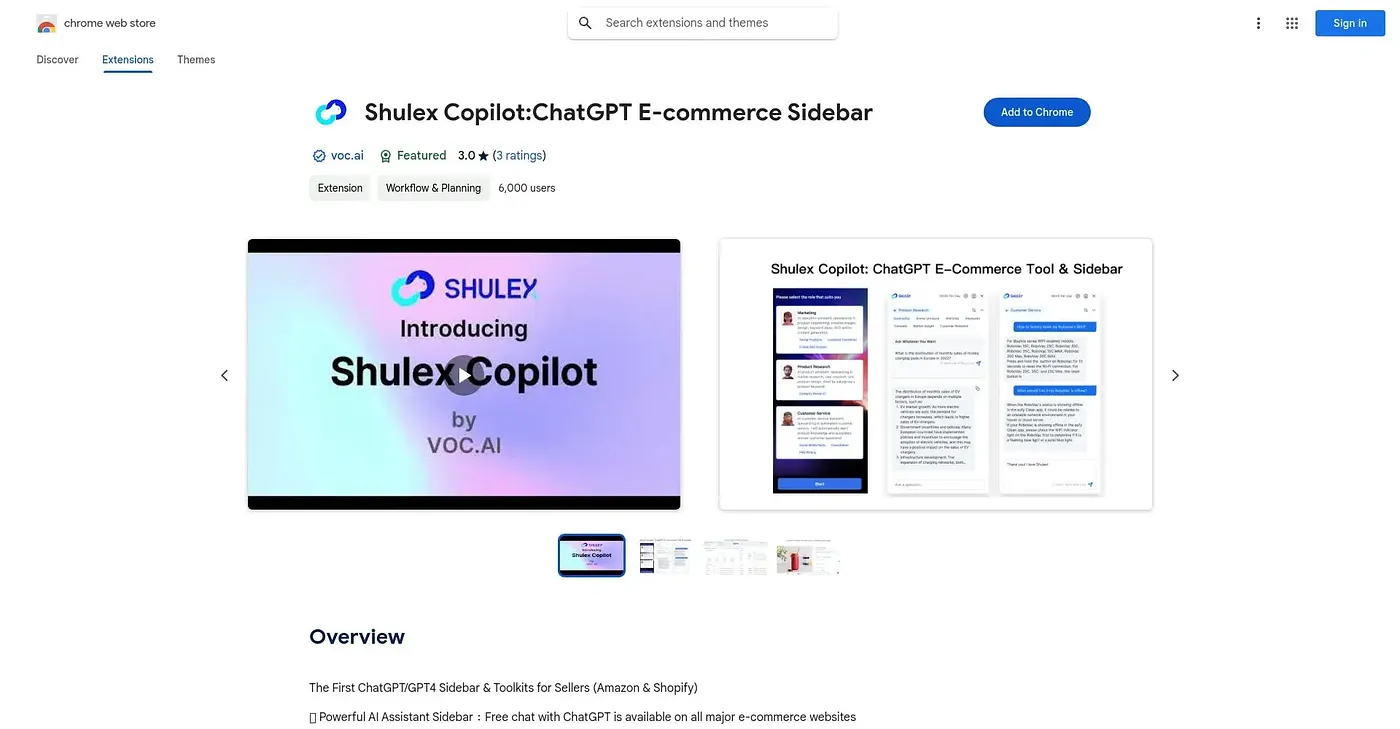 Screenshot of Shulex Copilot ChatGPT E-C Chrome Extension