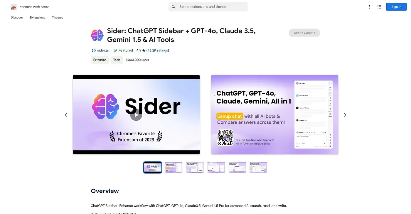 Screenshot of Sider