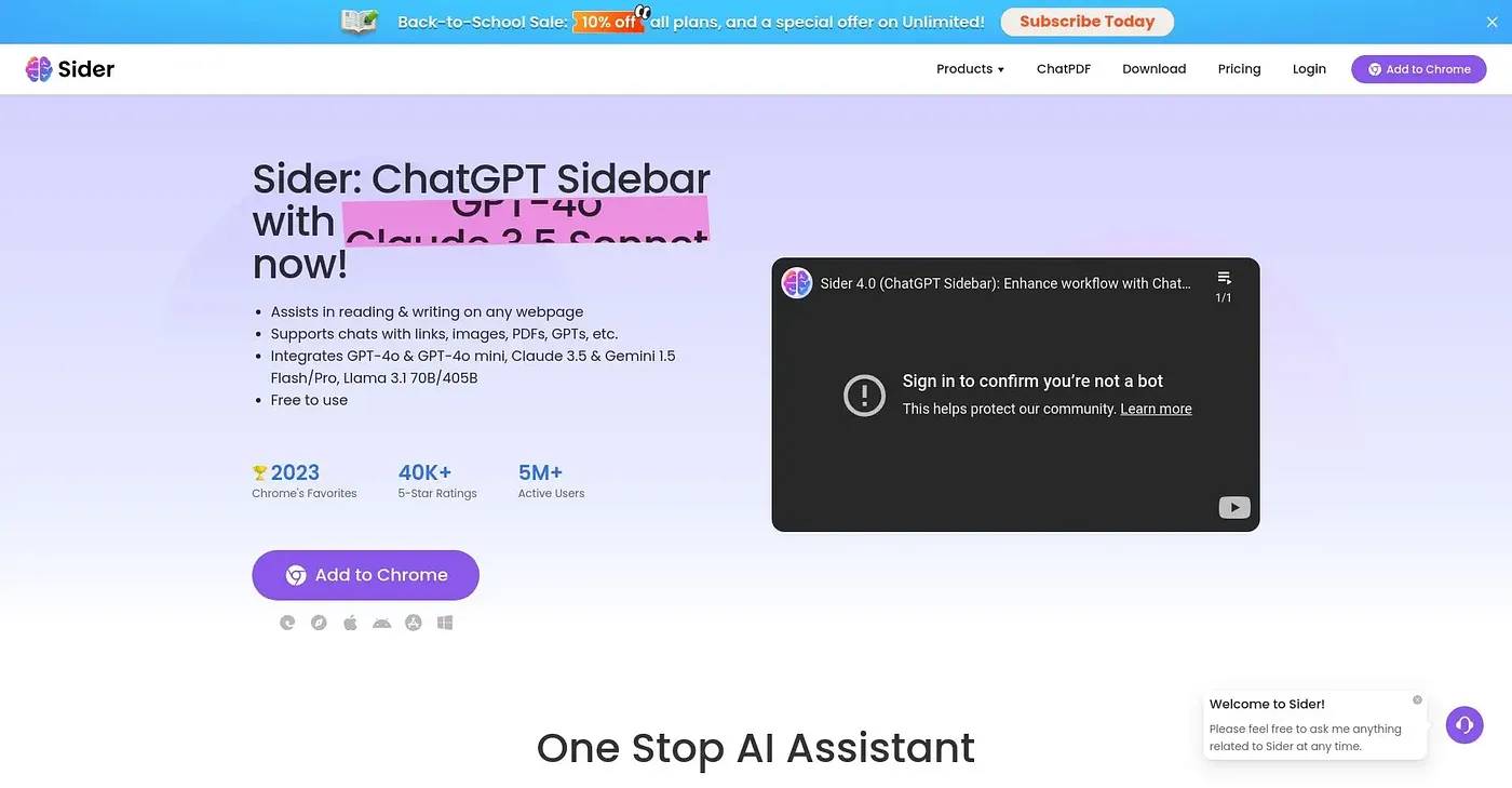 Screenshot of Sider