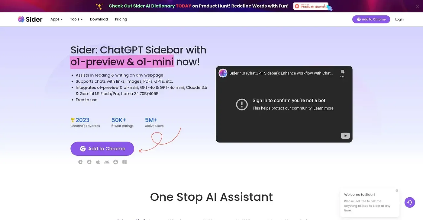 Screenshot of Sider