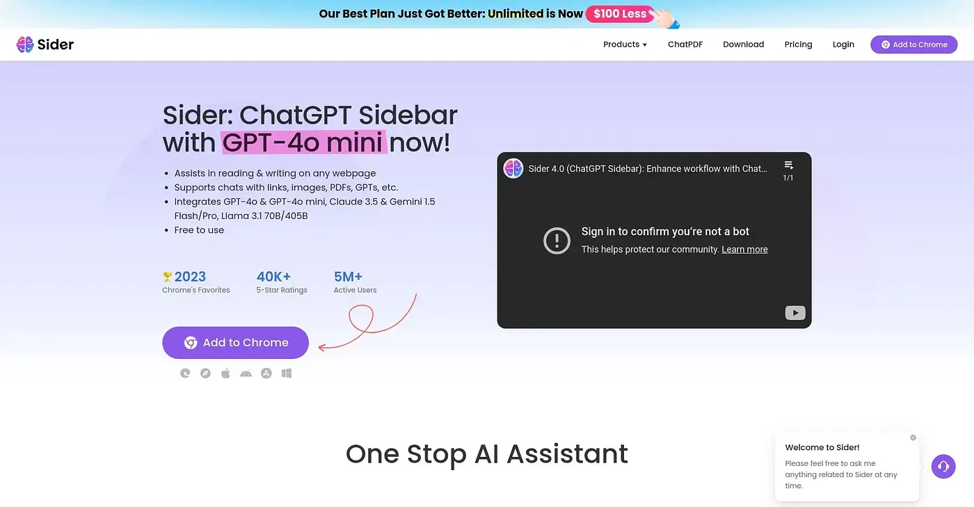 Screenshot of Sider AI