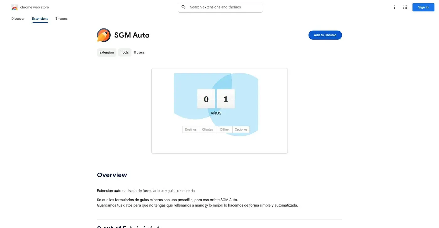 Screenshot of Sgm Auto Chrome Extension