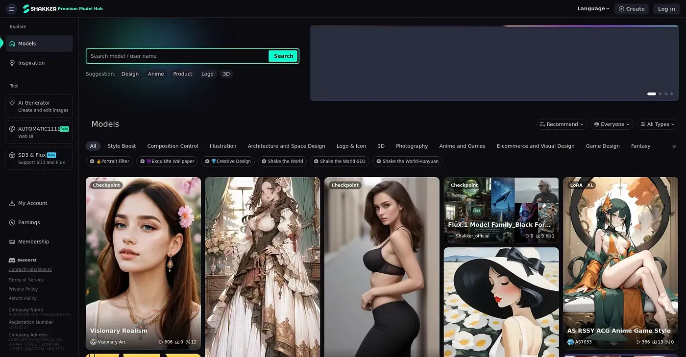 Screenshot of Shakker AI