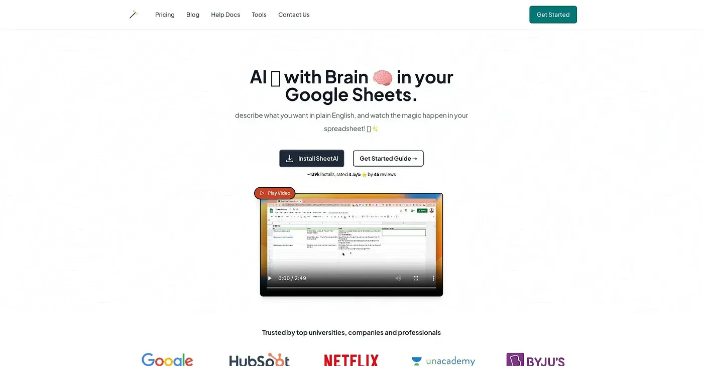 Screenshot of Sheet AI
