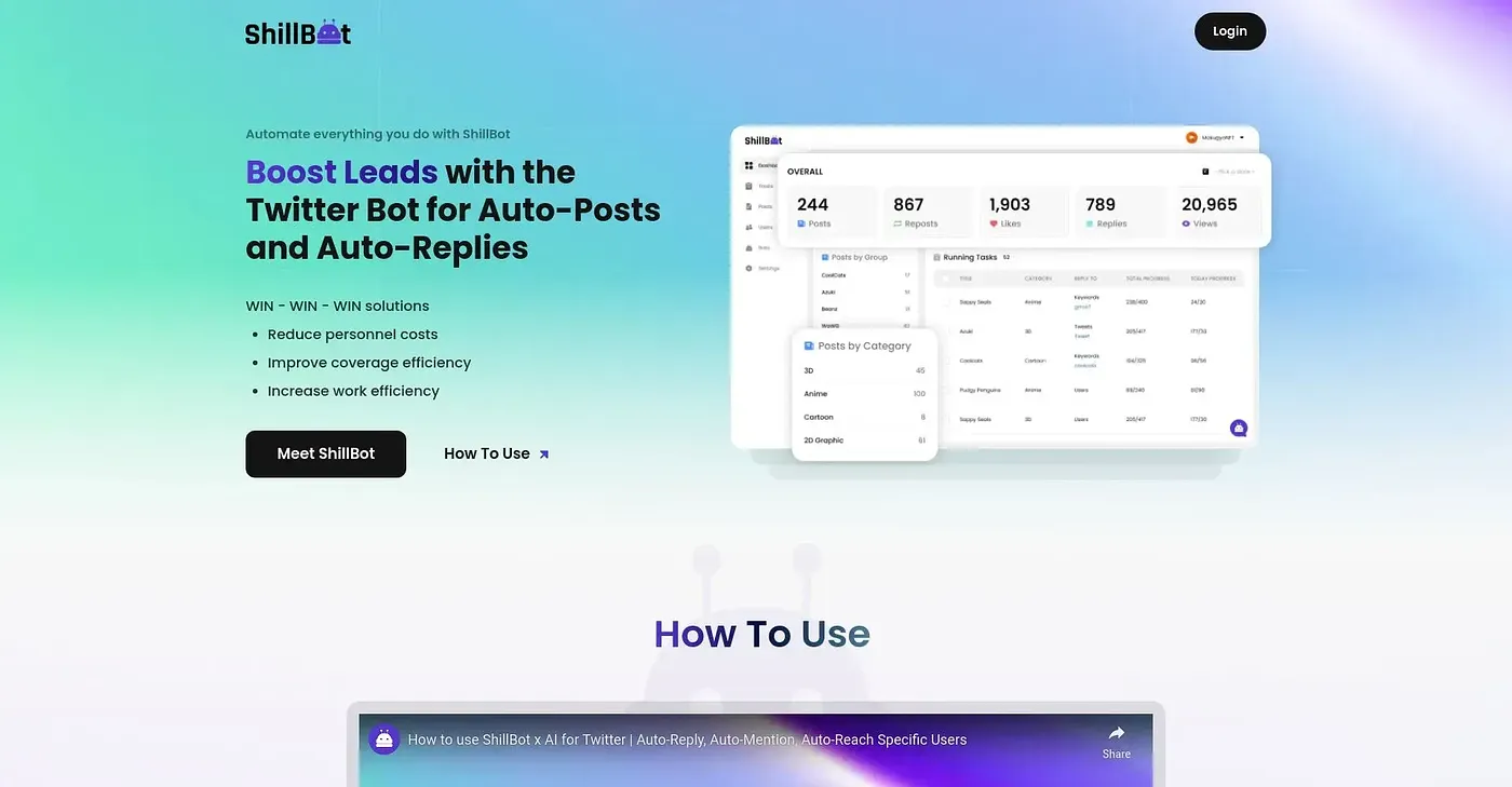 Screenshot of ShillBot