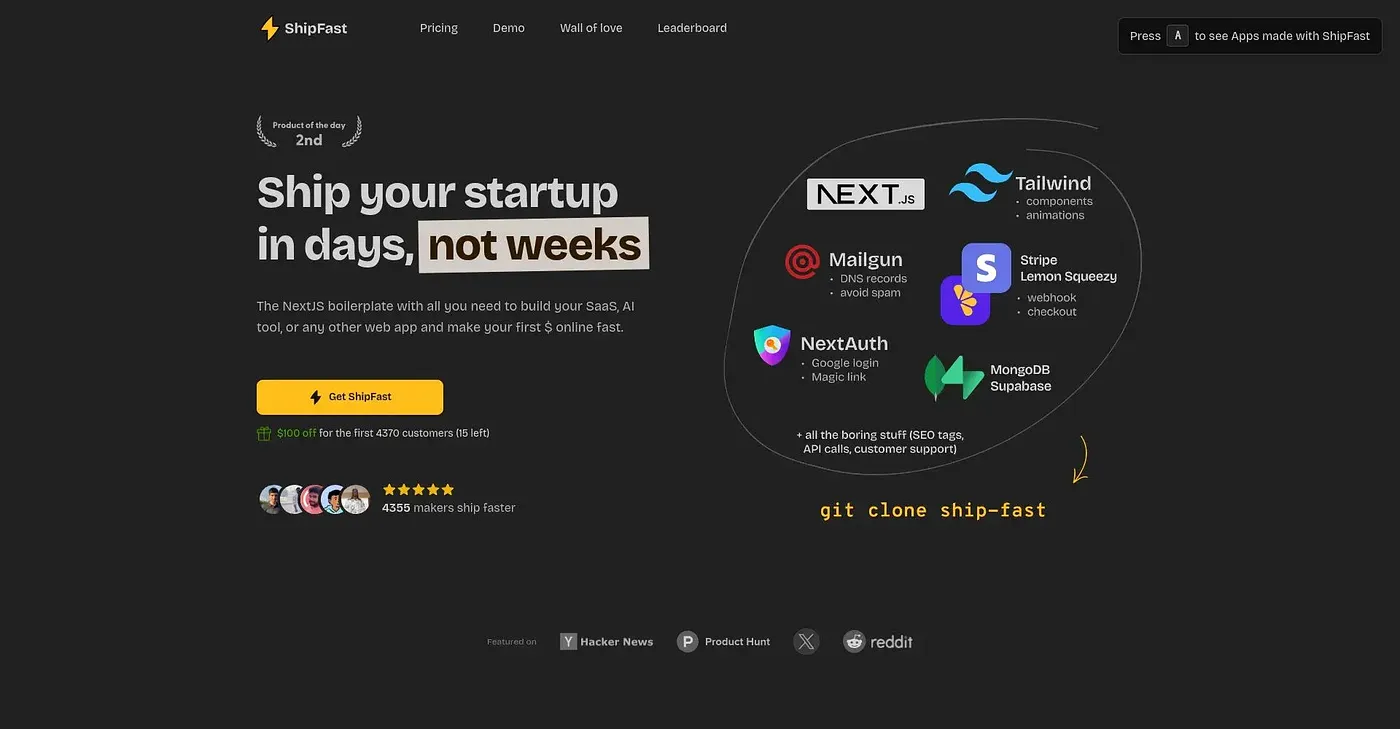 Screenshot of ShipFast