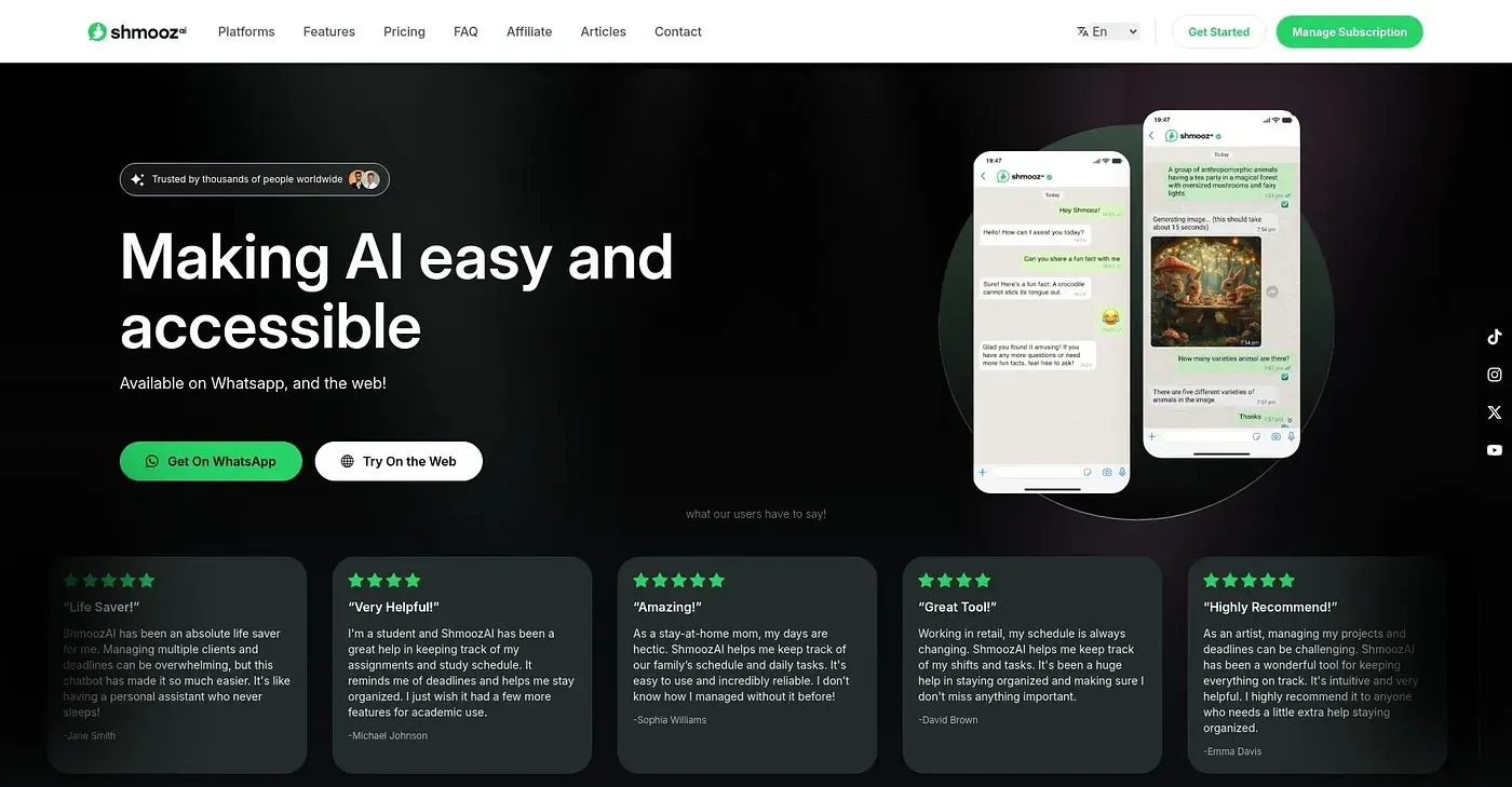 Screenshot of Shmooz AI
