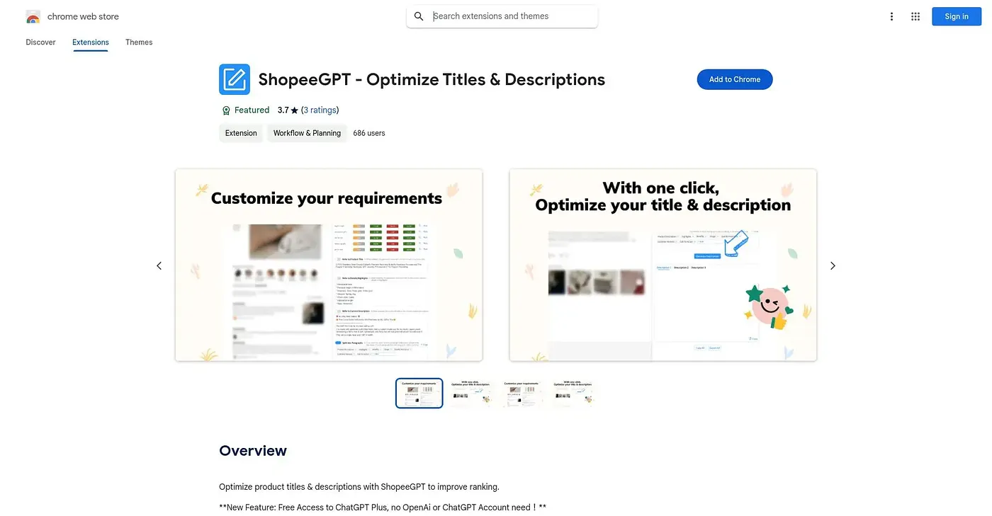 Screenshot of ShopeeGPT Chrome Extension