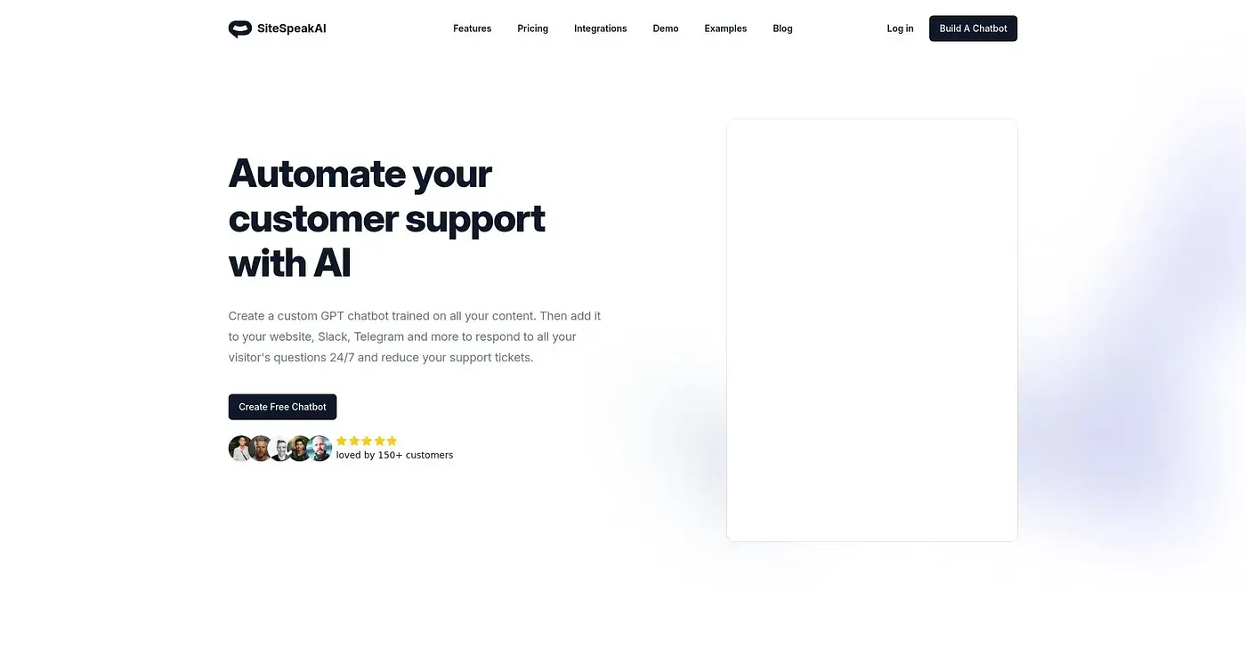 Screenshot of SiteSpeak AI