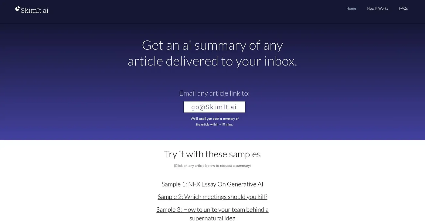 Screenshot of Skimit AI