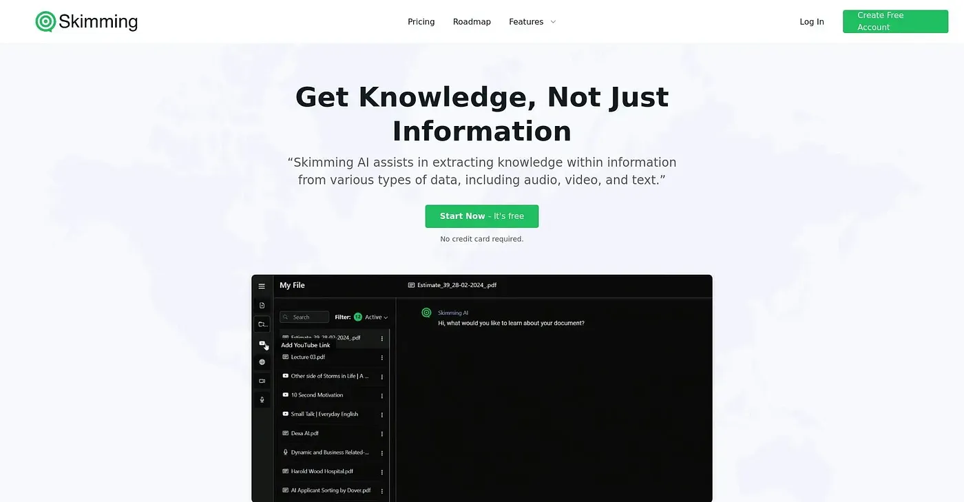 Screenshot of Skimming AI