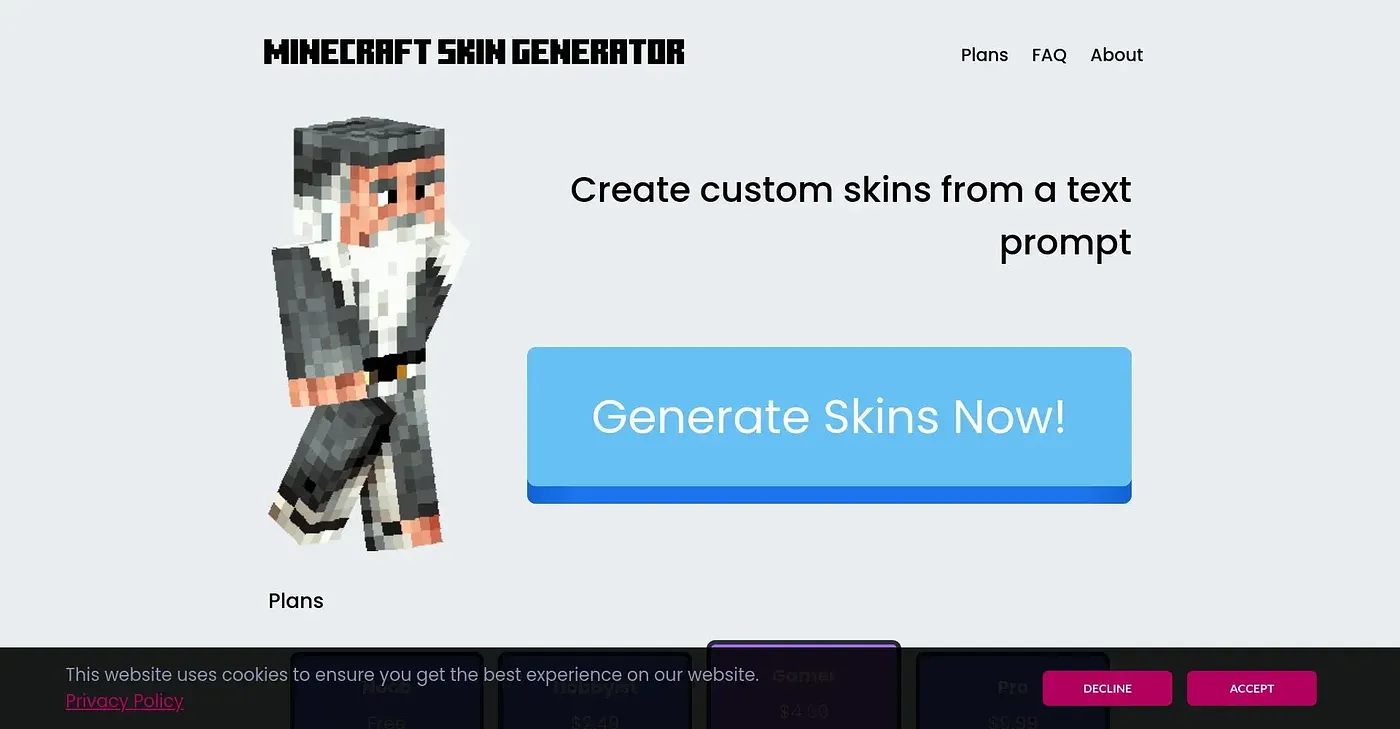 Screenshot of Skin Generator