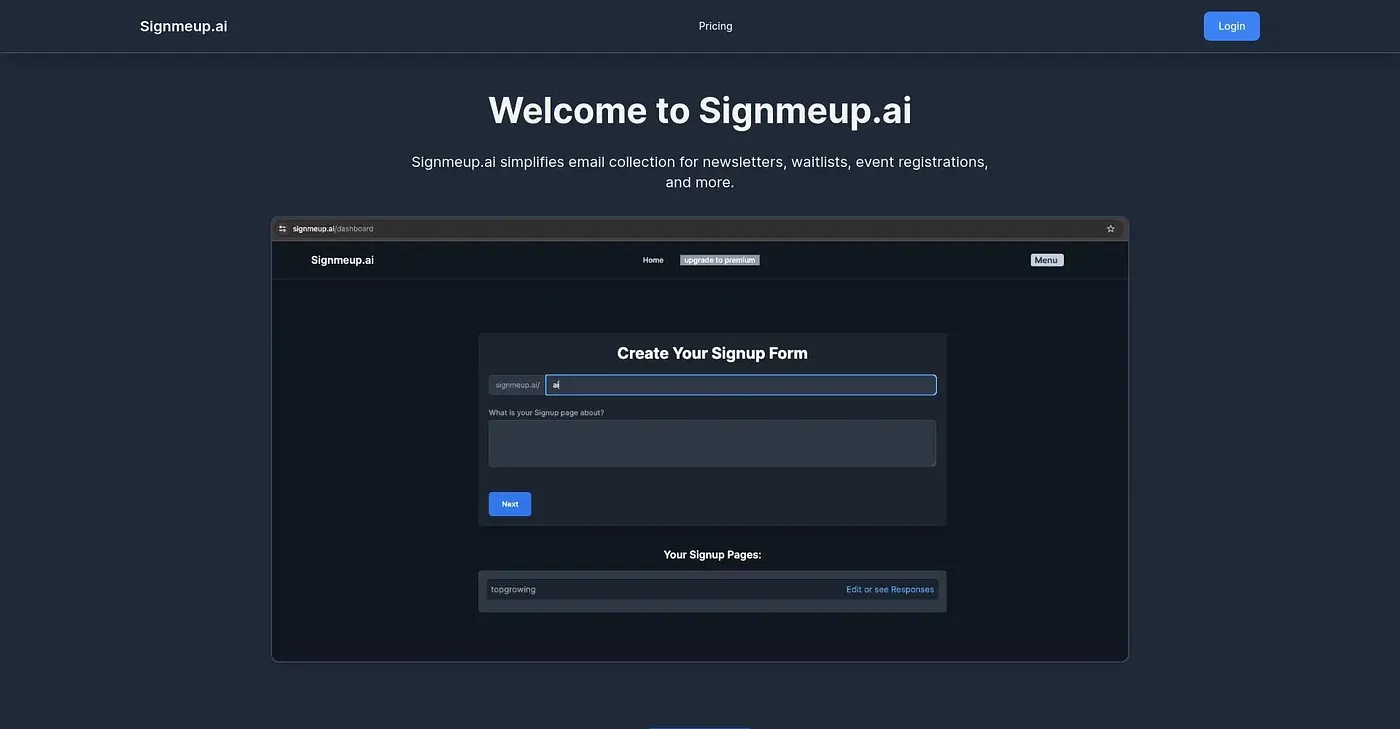 Screenshot of SignMeUp