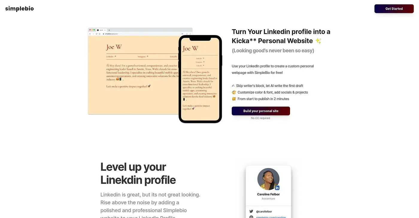 Screenshot of Simple Bio