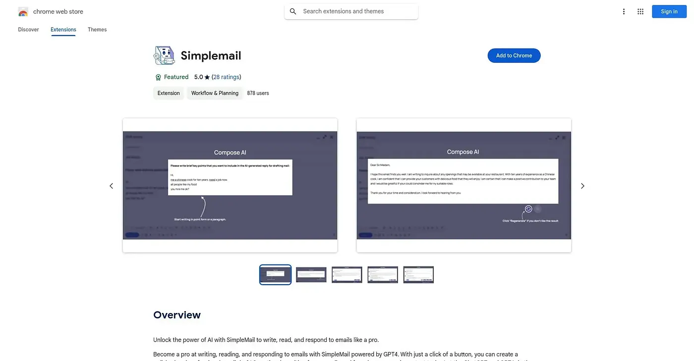 Screenshot of SimpleMail