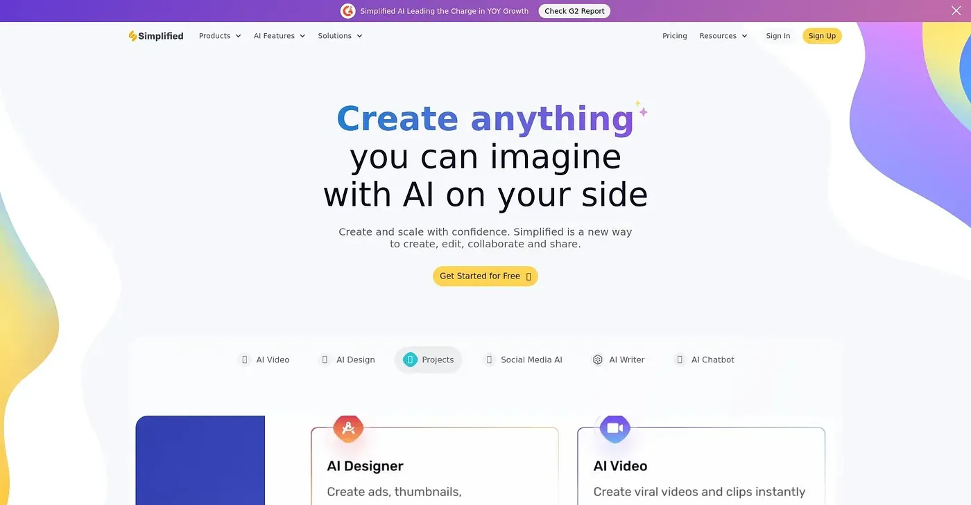 Screenshot of Simplified AI
